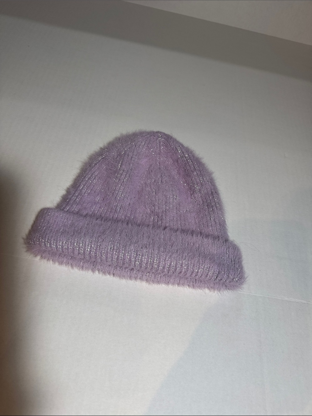 Purple fluffy glittery women’s hat beanie